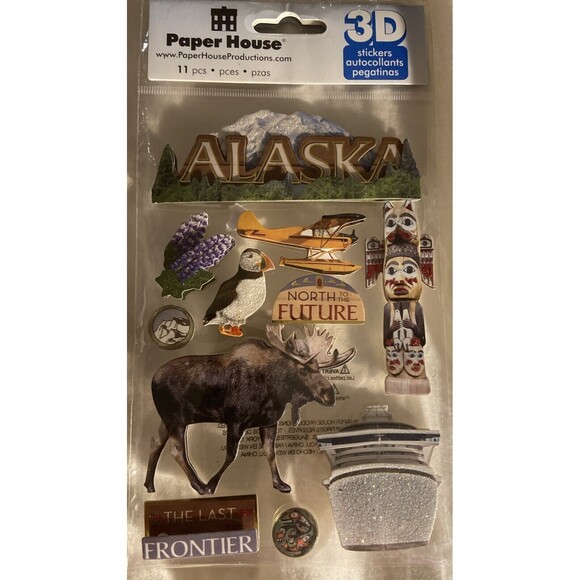 Paper House Productions Alaska 3D Sticker STDM-0116 4.5" x 7" Sheet Crafting - Picture 1 of 13